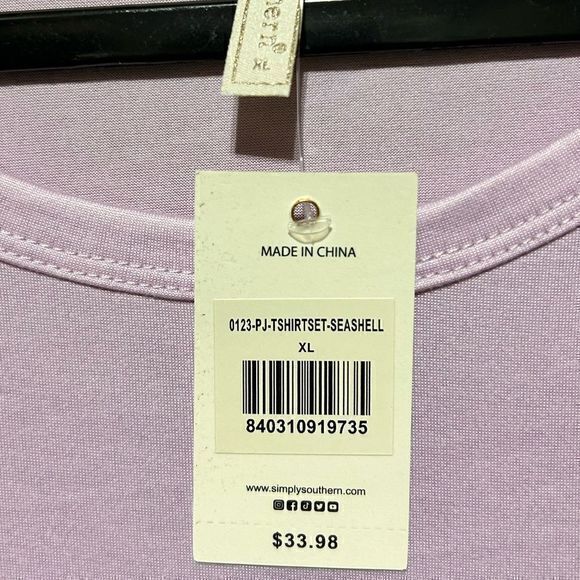NWT Simply Southern Women’s T-Shirt Shorts‎ Pajama Set Purple Seashells XL - Picture 6 of 10